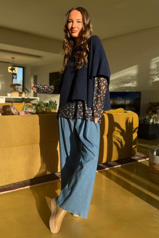 Bobby Mesh Layering Top Terrazzo Spot Prussian Navy